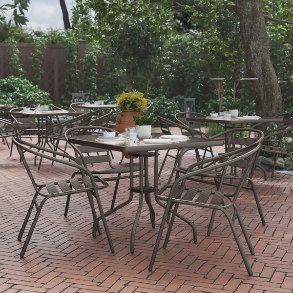 Flash Furniture Lila Bronze Metal Restaurant Stack Chairs with Metal Slats, 4PK 4-TLH-017C-BZ-GG - main